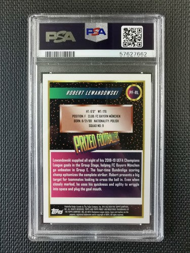 Robert Lewandowski Topps Finest 2019 Prized Footballers PSA 10 GEM MT