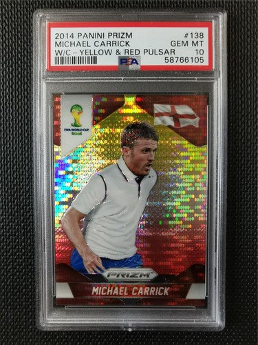 2014 Panini Prizm World Cup Michael Carrick Yellow & Red Pulsar PSA 10 GEM MT