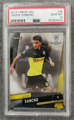 Jadon Sancho Topps Finest 2019 #26 UCL PSA 10 GEM MT Manchester Utd, England