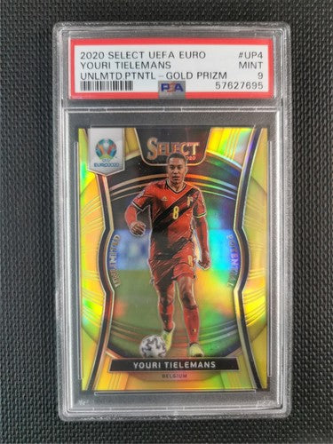 Youri Tielemans 2020 Select UEFA Euro Gold Prizm Unlimited Potential PSA 9 [10]