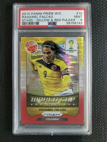 2014 Panini Prizm World Cup Radamel Falcao Stars Yellow & Red Pulsar PSA 9