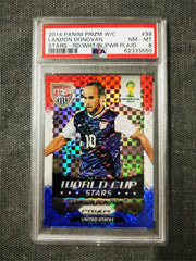 2014 Panini Prizm World Cup Stars Landon Donovan Red/White/Blue Power Plaid PSA8