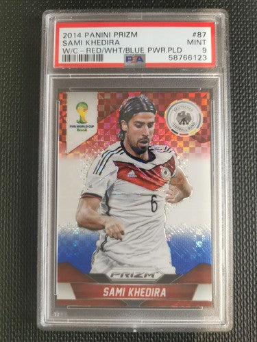 2014 Panini Prizm World Cup Sami Khedira RED/WHT/BLUE PWR PLD PSA 9 MINT