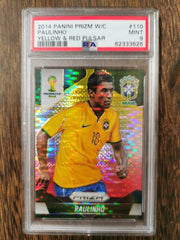 2014 Panini Prizm World Cup 110 Paulinho Yellow & Red Pulsar PSA 9 MINT