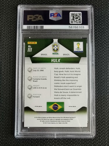 2014 Panini Prizm World Cup Hulk Yellow & Red Pulsar PSA 9 #111