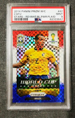 2014 Panini Prizm World Cup Stars 47 Cafu Red/White/Blue Power Plaid PSA 9