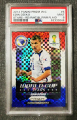 2014 Panini Prizm World Cup Stars 5 Edin Dzeko Red/White/Blue Power Plaid PSA 9