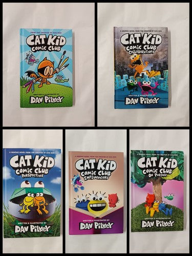 Cat Kid Comic Club Series Collection 5 Books Set By Dav Pilkey (Hardback)