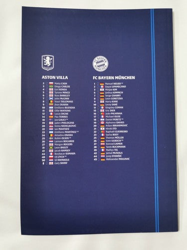 ASTON VILLA V BAYERN MUNICH MUNCHEN CHAMPIONS LEAGUE 2/10/24 2024-2025 Programme