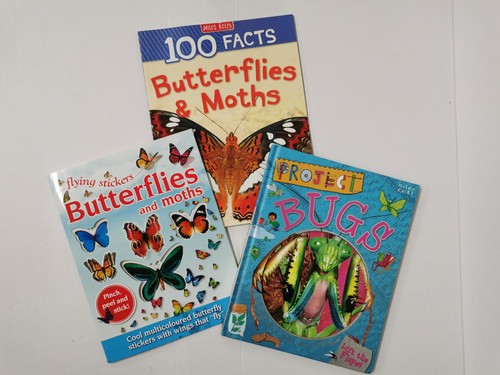 Bundle of 3 Butterfly, Moth and Bugs books - Facts, Stickers, Activities