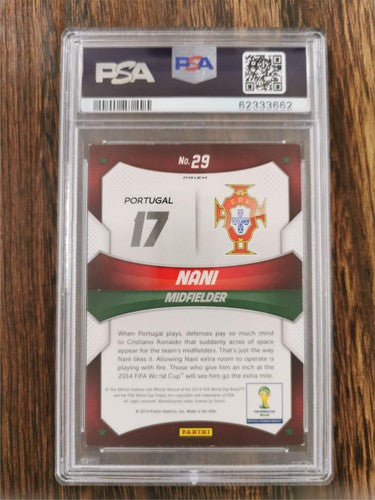 2014 Panini Prizm World Cup Stars 29 Nani Blue & Red Wave Prizm PSA 8