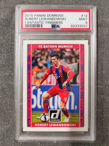 Robert Lewandowski 2015 Panini Donruss Soccer Fantastic Finishers #12 PSA 9 MINT