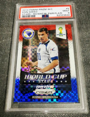 2014 Panini Prizm World Cup Stars 5 Edin Dzeko Red/White/Blue Power Plaid PSA 9