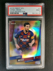 Lionel Messi Topps Finest 2019 UCL PSA 9 Gold Refractor [50]