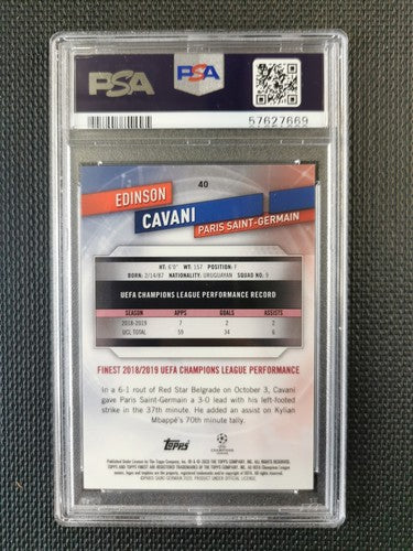 EDINSON CAVANI 2019 Topps FINEST UCL PURPLE REFRACTOR PSA 9 [250]