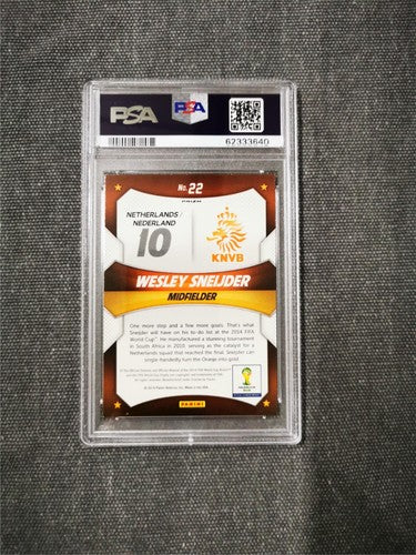 Wesley Sneijder 2014 Panini Prizm World Cup Stars Red/White/Blue Pwr Plaid PSA 9