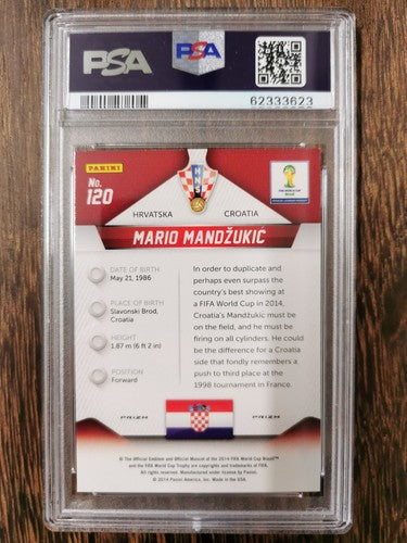2014 Panini Prizm World Cup 120 Mario Mandzukic Blue & Red Wave Prizm PSA 9 MINT