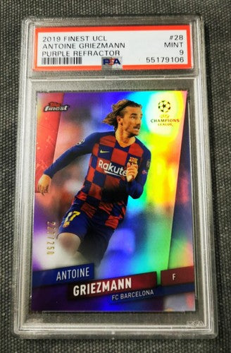 Antoine Griezmann Topps Finest 2019 UCL Purple Refractor PSA 9