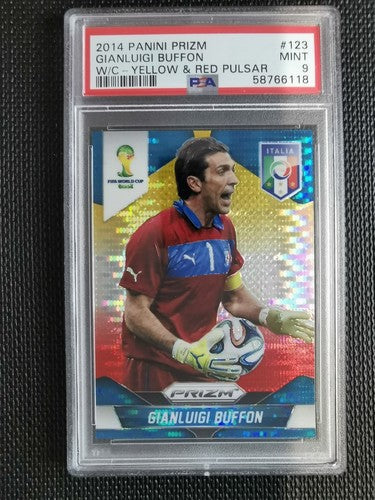 2014 Panini Prizm World Cup Gianluigi Buffon PSA 9 #123 Yellow & Red Pulsar