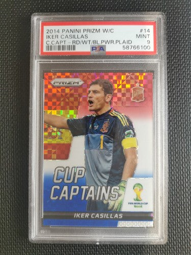 2014 Panini Prizm World Cup Captains Iker Casillas PSA 9 RED/WHT/BLUE PWR.PLD