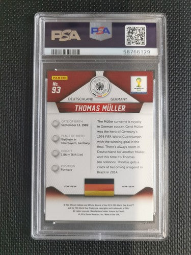 2014 Panini Prizm World Cup Thomas Muller PSA 9 Blue & Red Wave Prizm #93