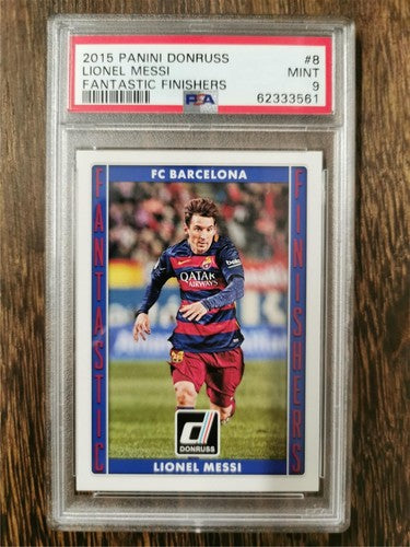 2015 Panini Donruss Fantastic Finishers 8 Lionel Messi PSA 9 MINT