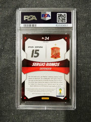Sergio Ramos 2014 Panini Prizm World Cup Stars PSA 9 BLUE/RED Wave Prizm #34
