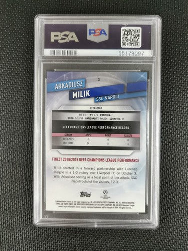 Arkadiusz Milik 2019 Topps Finest UEFA Champions League Refractor PSA 9