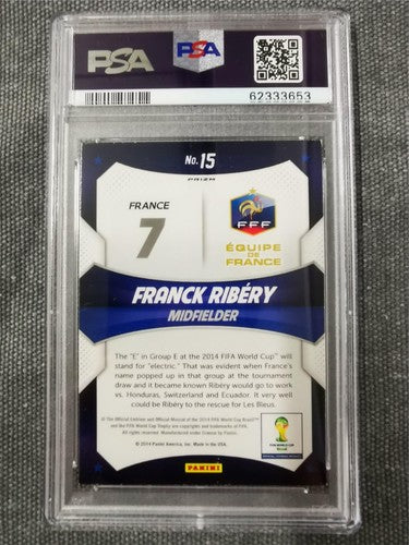 Frank Ribery 2014 Panini Prizm World Cup Stars 15 RD/WHT/BL Power Plaid PSA 8