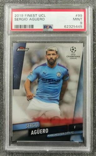 Sergio Aguero 2019 Topps Finest UEFA Champions League #99 PSA  9