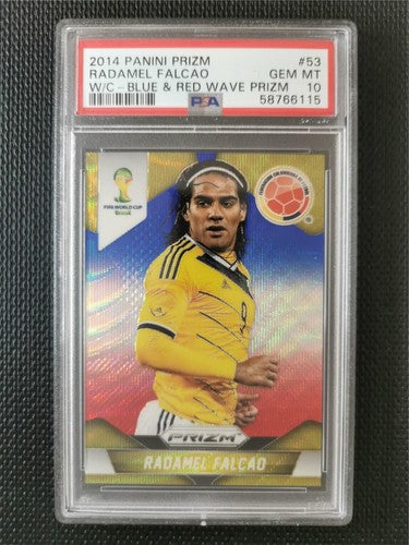 2014 Panini Prizm World Cup Radamel Falcao Blue & Red Wave Prizm PSA 10 GEM MT