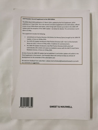 Civil procedure Summer 2024, 2nd supplement to the 2024 The White Book Service