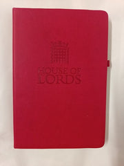 House of Lords Embossed Notebook (A5, Red, Faux Leather)