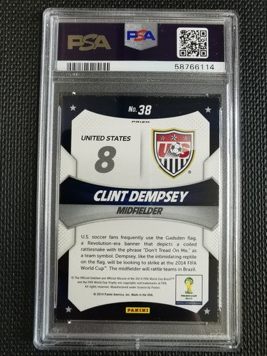 2014 Panini Prizm World Cup Clint Dempsey PSA 8 BLUE/RED Wave Prizm #38