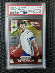 2014 Panini Prizm World Cup Steven Gerrard Yellow & Red Pulsar PSA 10 GEM MT