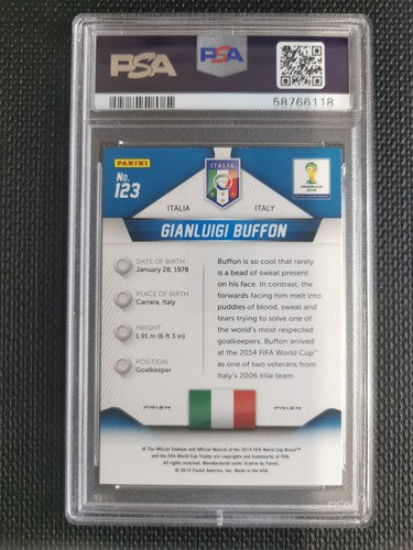 2014 Panini Prizm World Cup Gianluigi Buffon PSA 9 #123 Yellow & Red Pulsar