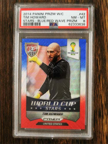 2014 Panini Prizm World Cup Stars 42 Tim Howard Blue & Red Wave Prizm USA PSA 8