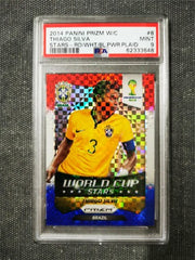2014 Panini Prizm World Cup Stars Thiago Silva Red/White/Blue Power Plaid PSA 9
