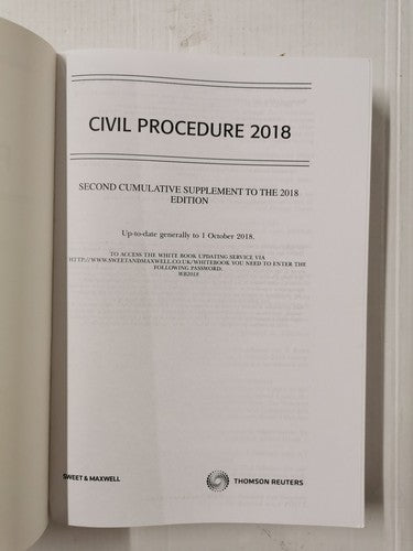 Civil Procedure Second Cumulative Autumn 2018 Supplement Law Book