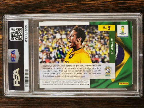 2014 Panini Prizm World Cup Neymar JR. Net Finders PSA 9 MT #5 Brazil, PSG