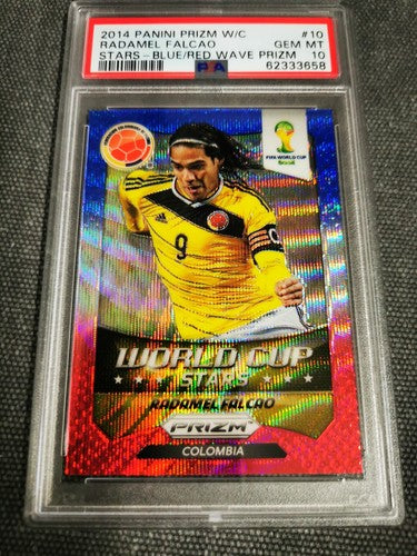 Radamel Falcao 2014 Panini Prizm World Cup Stars Blue & Red Wave Prizm PSA 10