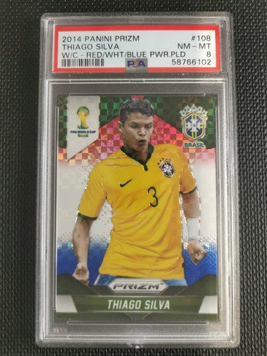 2014 Panini Prizm World Cup Thiago Silva PSA 8 RED/WHT/BLUE PWR.PLD