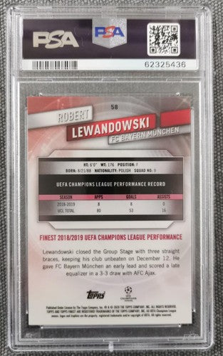 Robert Lewandowski 2019 Finest UEFA Champions League #58 PSA 10 GEM MT