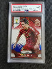 2014 Panini Prizm World Cup David Villa RED/WHT/BLUE PWR PLD PSA 9 MINT # 178