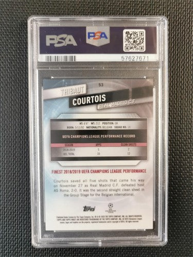 Thibaut Courtois 2019 Topps Finest UCL Blue Refractor PSA 9 [150]