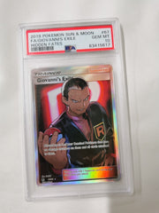 PSA 10 Gem Mint Giovanni's Exile Full Art Hidden Fates 67/68 Pokemon Card