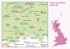 Braemar & Blair Atholl Map | Cairngorms| OS Landranger Map 43 by Ordnance Survey - used book at Perkology Books