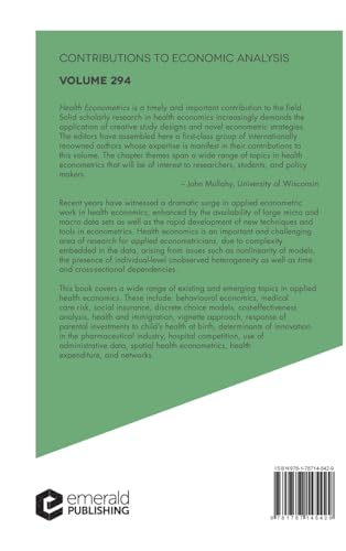 Health Econometrics: 294 (Contributions to Economic Analysis, 294) [Hardcover] B by Badi H. Baltagi - used book at Perkology Books