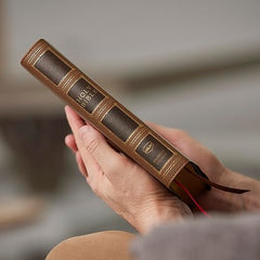 NKJV, Compact Center-Column Reference Bible, Leathersoft, Brown, Red Letter by Thomas Nelson - used book at Perkology Books