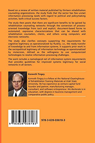 Model for Information Systems Legitimacy in Rehabilitation Counseling by Kenneth Tingey - used book at Perkology Books
